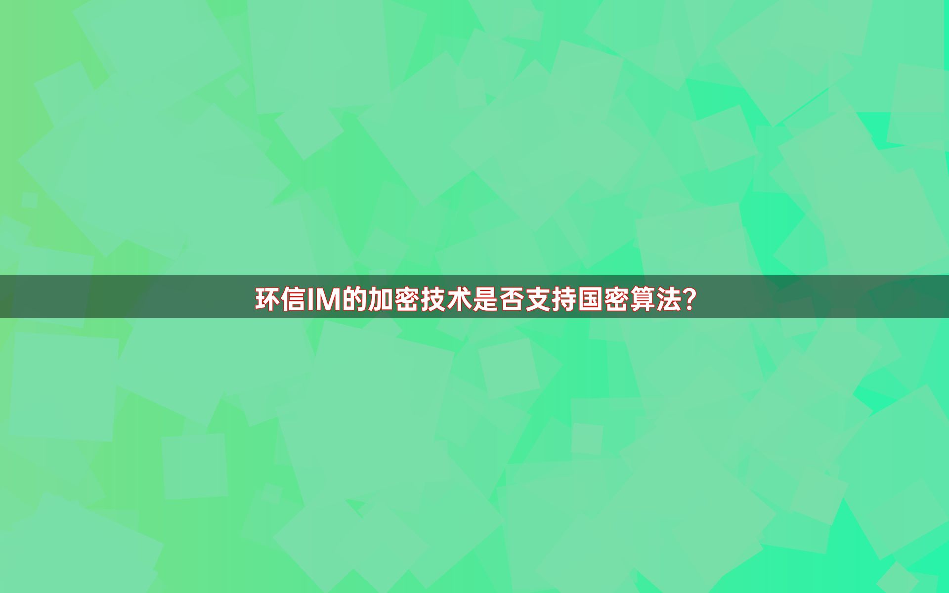 环信IM的加密技术是否支持国密算法？