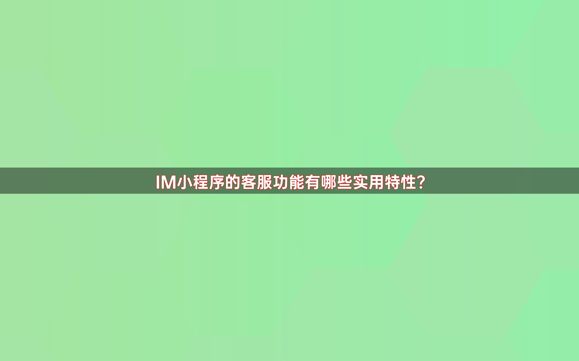 IM小程序的客服功能有哪些实用特性？