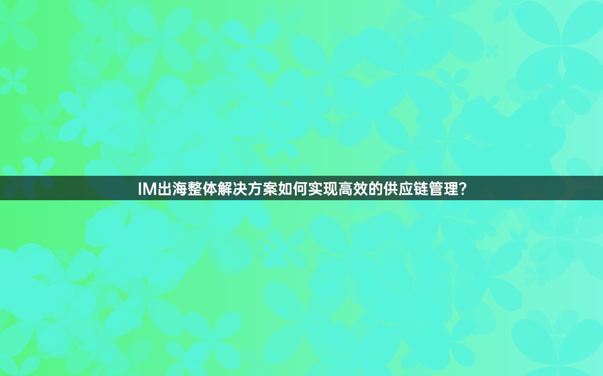 IM出海整体解决方案如何实现高效的供应链管理？