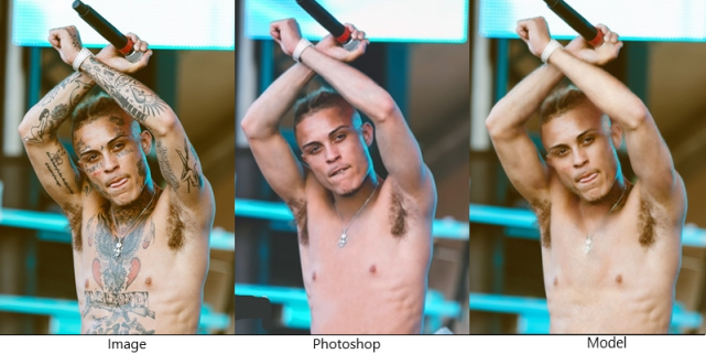 AI一键去纹身,几秒钟让你看见明星「真面目」