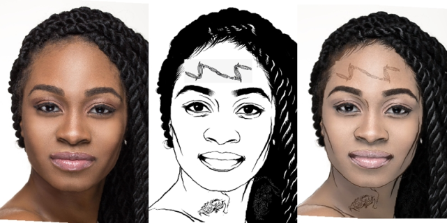 AI一键去纹身,几秒钟让你看见明星「真面目」