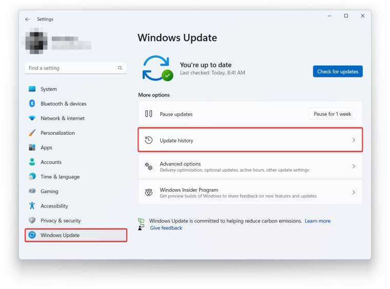 Windows 11 设置应用，显示如何在版本 22H2 及更高版本中卸载 Windows 11 更新